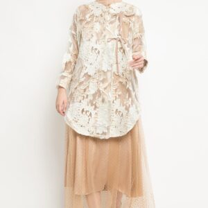 Zara Outer Set in White, Gold, and Nude